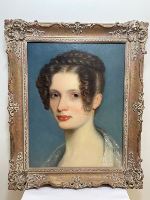 19TH CENTURY OIL PAINTING PORTRAIT YOUNG LADY FOLLOWER OF SOPHIE FRMIET - ADDITIONAL PHOTO 2