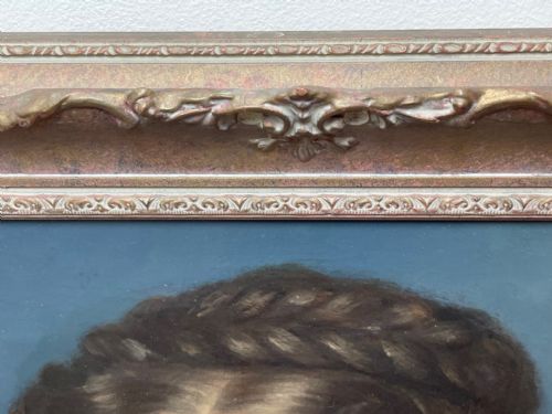 19TH CENTURY OIL PAINTING PORTRAIT YOUNG LADY FOLLOWER OF SOPHIE FRMIET - ADDITIONAL PHOTO 3