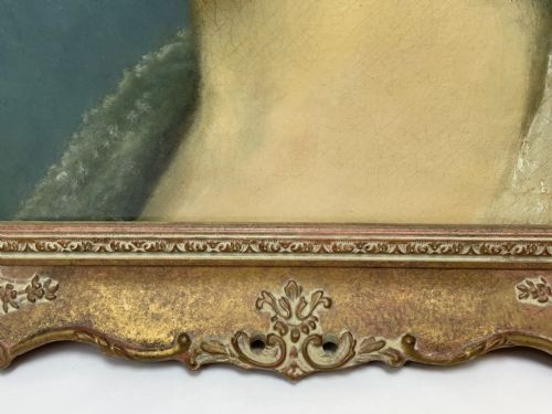 19TH CENTURY OIL PAINTING PORTRAIT YOUNG LADY FOLLOWER OF SOPHIE FRMIET - ADDITIONAL PHOTO 4