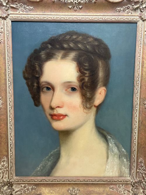 19TH CENTURY OIL PAINTING PORTRAIT YOUNG LADY FOLLOWER OF SOPHIE FRMIET - ADDITIONAL PHOTO 6
