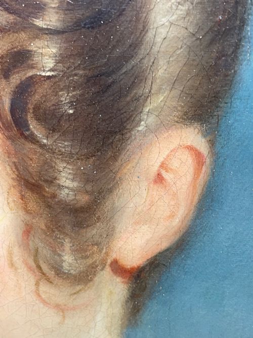 19TH CENTURY OIL PAINTING PORTRAIT YOUNG LADY FOLLOWER OF SOPHIE FRMIET - ADDITIONAL PHOTO 14