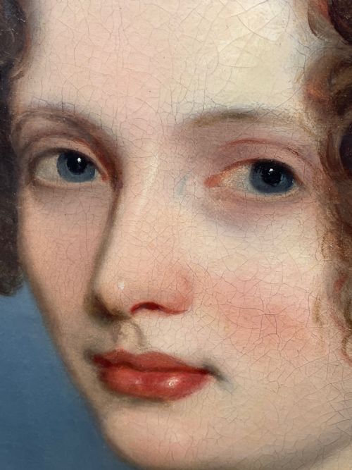 19TH CENTURY OIL PAINTING PORTRAIT YOUNG LADY FOLLOWER OF SOPHIE FRMIET - ADDITIONAL PHOTO 15