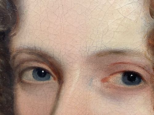 19TH CENTURY OIL PAINTING PORTRAIT YOUNG LADY FOLLOWER OF SOPHIE FRMIET - ADDITIONAL PHOTO 16