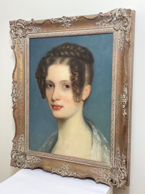 19TH CENTURY OIL PAINTING PORTRAIT YOUNG LADY FOLLOWER OF SOPHIE FRMIET - ADDITIONAL PHOTO 27