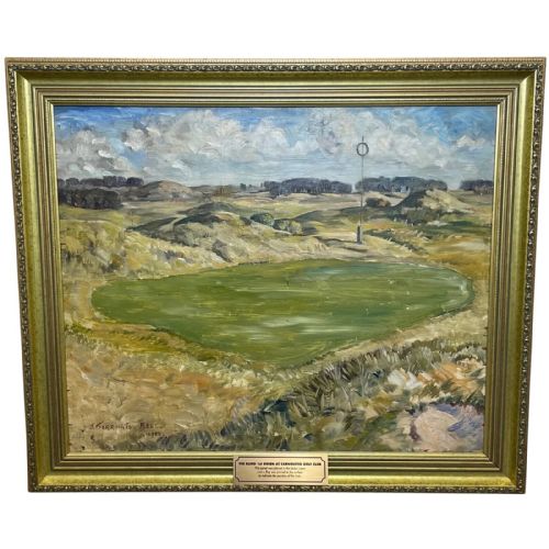 scottish oil painting golf club carnoustie by james torrington bell - CATEGORY: ANTIQUE ART - DATED 1950