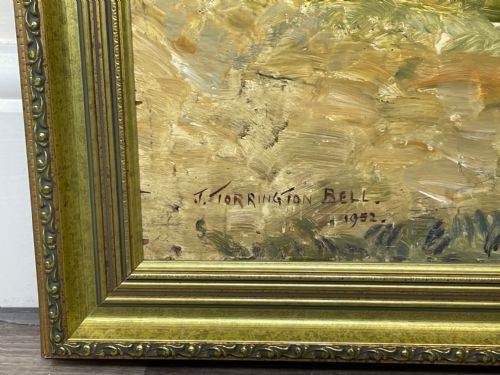 SCOTTISH OIL PAINTING GOLF CLUB CARNOUSTIE BY JAMES TORRINGTON BELL - ADDITIONAL PHOTO 4