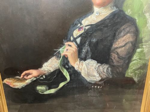 ENGLISH LARGE 19TH CENTURY PORTRAIT SEATED LADY BY JOHN MAYER COLLIER OBE RP - ADDITIONAL PHOTO 12