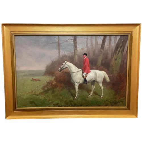 hunting oil painting horse rider signed basil nightingale - CATEGORY: ANTIQUE ART - DATED 1910