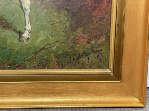 HUNTING OIL PAINTING HORSE RIDER SIGNED BASIL NIGHTINGALE - ADDITIONAL PHOTO 2