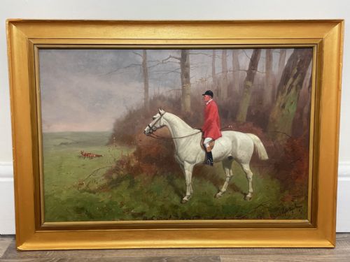 HUNTING OIL PAINTING HORSE RIDER SIGNED BASIL NIGHTINGALE - ADDITIONAL PHOTO 4