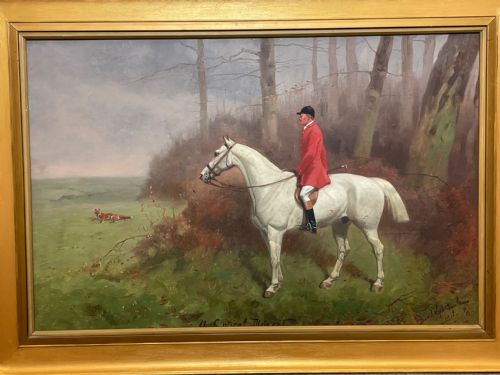 HUNTING OIL PAINTING HORSE RIDER SIGNED BASIL NIGHTINGALE - ADDITIONAL PHOTO 5