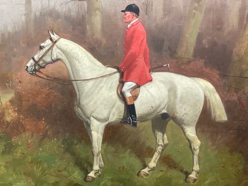 HUNTING OIL PAINTING HORSE RIDER SIGNED BASIL NIGHTINGALE - ADDITIONAL PHOTO 9