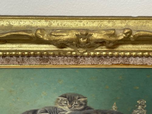 19TH CENTURY OIL PAINTING KITTENS REFLECTION BY HORATIO HENRY COULDERY - ADDITIONAL PHOTO 5