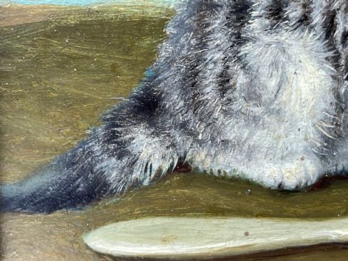 19TH CENTURY OIL PAINTING KITTENS REFLECTION BY HORATIO HENRY COULDERY - ADDITIONAL PHOTO 12