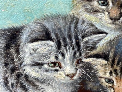 19TH CENTURY OIL PAINTING KITTENS REFLECTION BY HORATIO HENRY COULDERY - ADDITIONAL PHOTO 13