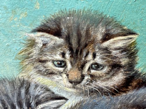 19TH CENTURY OIL PAINTING KITTENS REFLECTION BY HORATIO HENRY COULDERY - ADDITIONAL PHOTO 14