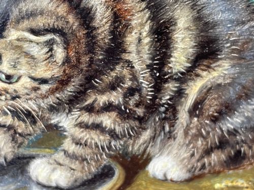 19TH CENTURY OIL PAINTING KITTENS REFLECTION BY HORATIO HENRY COULDERY - ADDITIONAL PHOTO 16
