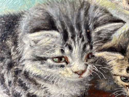 19TH CENTURY OIL PAINTING KITTENS REFLECTION BY HORATIO HENRY COULDERY - ADDITIONAL PHOTO 24