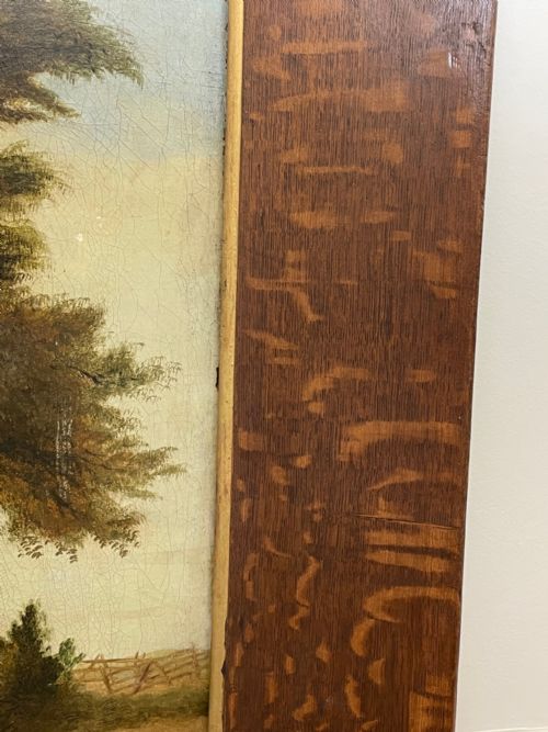 LARGE 18TH CENTURY OIL PAINTING CATTLE GATHERED WATERING IN LANDSCAPE - ADDITIONAL PHOTO 7