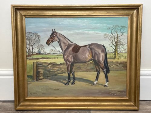 BRITISH EQUINE OIL PAINTING HORSE LORDSWOOD PORTRAIT STANDING PROUD - ADDITIONAL PHOTO 1
