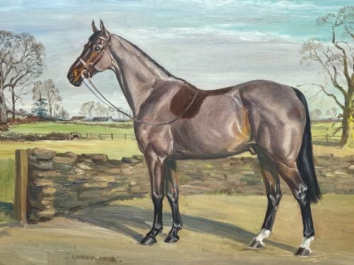 BRITISH EQUINE OIL PAINTING HORSE LORDSWOOD PORTRAIT STANDING PROUD - ADDITIONAL PHOTO 2