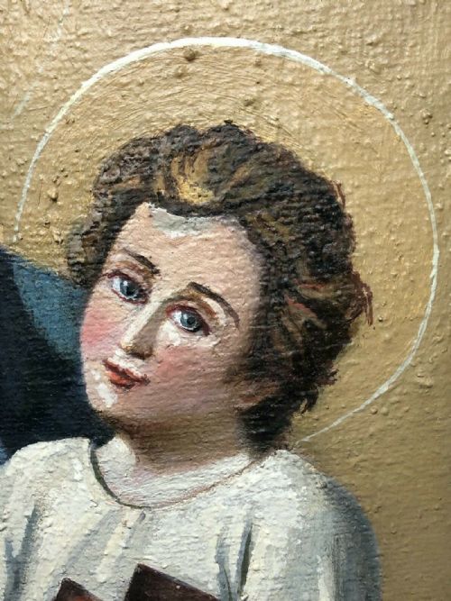 LARGE RELIGIOUS PORTRAIT OIL PAINTING THE ICON OF MADONNA DEL POPOLO C1931 - ADDITIONAL PHOTO 3