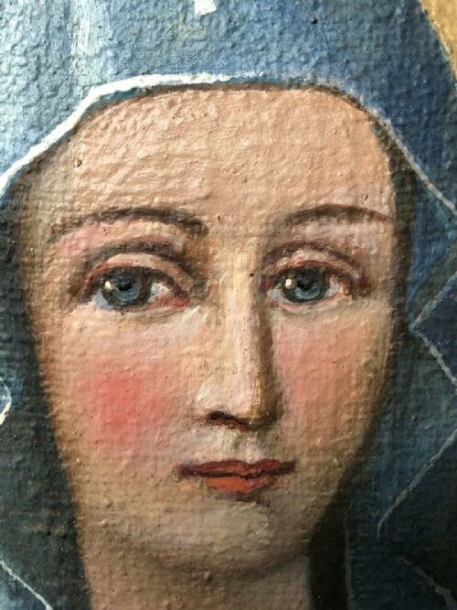 LARGE RELIGIOUS PORTRAIT OIL PAINTING THE ICON OF MADONNA DEL POPOLO C1931 - ADDITIONAL PHOTO 4