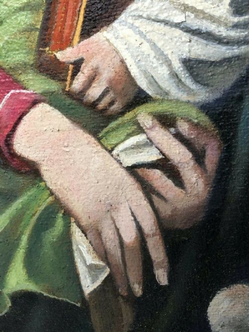 LARGE RELIGIOUS PORTRAIT OIL PAINTING THE ICON OF MADONNA DEL POPOLO C1931 - ADDITIONAL PHOTO 5