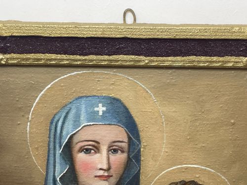 LARGE RELIGIOUS PORTRAIT OIL PAINTING THE ICON OF MADONNA DEL POPOLO C1931 - ADDITIONAL PHOTO 19