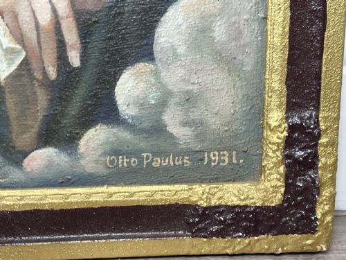 LARGE RELIGIOUS PORTRAIT OIL PAINTING THE ICON OF MADONNA DEL POPOLO C1931 - ADDITIONAL PHOTO 22