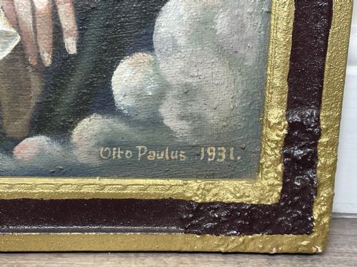 LARGE RELIGIOUS PORTRAIT OIL PAINTING THE ICON OF MADONNA DEL POPOLO C1931 - ADDITIONAL PHOTO 23