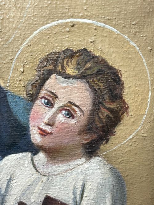 LARGE RELIGIOUS PORTRAIT OIL PAINTING THE ICON OF MADONNA DEL POPOLO C1931 - ADDITIONAL PHOTO 30