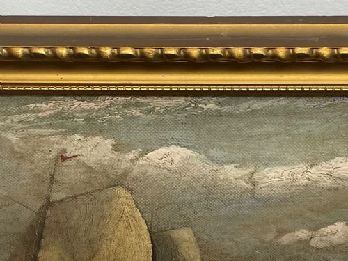 19TH CENTURY OIL PAINTING FISHING BOATS IN SWELL BY HARRY J WILLIAMS - ADDITIONAL PHOTO 6