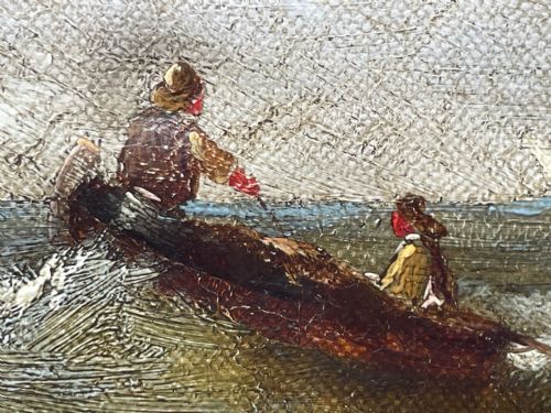 19TH CENTURY OIL PAINTING FISHING BOATS IN SWELL BY HARRY J WILLIAMS - ADDITIONAL PHOTO 15