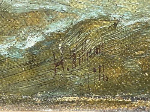 19TH CENTURY OIL PAINTING FISHING BOATS IN SWELL BY HARRY J WILLIAMS - ADDITIONAL PHOTO 17