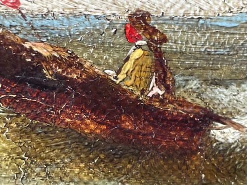 19TH CENTURY OIL PAINTING FISHING BOATS IN SWELL BY HARRY J WILLIAMS - ADDITIONAL PHOTO 24