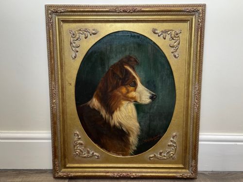 19TH CENTURY VICTORIAN OIL PAINTING SCOTTISH ROUGH COLLIE DOG PORTRAIT - ADDITIONAL PHOTO 2