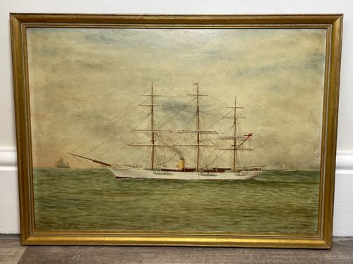 OIL PAINTING STEAM YACHT VALHALLA IN THE KAISERS TRANSATLANTIC RACE - ADDITIONAL PHOTO 1