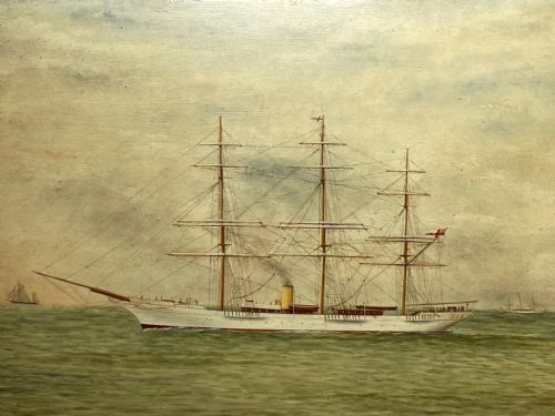 OIL PAINTING STEAM YACHT VALHALLA IN THE KAISERS TRANSATLANTIC RACE - ADDITIONAL PHOTO 4