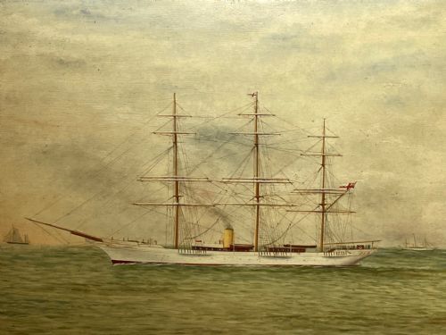 OIL PAINTING STEAM YACHT VALHALLA IN THE KAISERS TRANSATLANTIC RACE - ADDITIONAL PHOTO 6