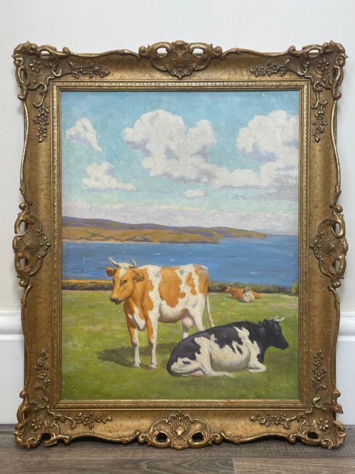OIL PAINTING CATTLE BY COAST BY RALPH TODD RA 18911966 - ADDITIONAL PHOTO 1