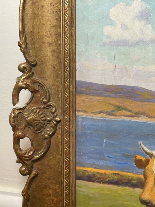 OIL PAINTING CATTLE BY COAST BY RALPH TODD RA 18911966 - ADDITIONAL PHOTO 4