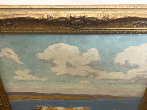 OIL PAINTING CATTLE BY COAST BY RALPH TODD RA 18911966 - ADDITIONAL PHOTO 5