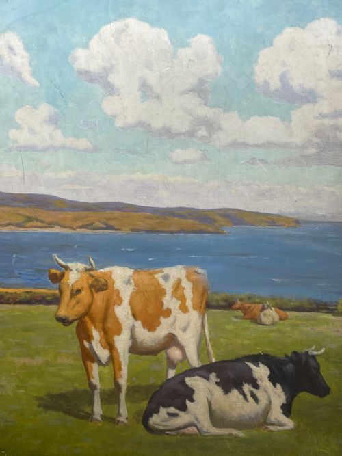 OIL PAINTING CATTLE BY COAST BY RALPH TODD RA 18911966 - ADDITIONAL PHOTO 6