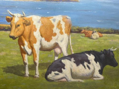 OIL PAINTING CATTLE BY COAST BY RALPH TODD RA 18911966 - ADDITIONAL PHOTO 7