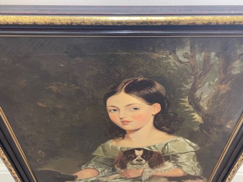 fig 4. Oil Painting Portrait Girl With 2 Cavalier King Charles Spaniel Dogs