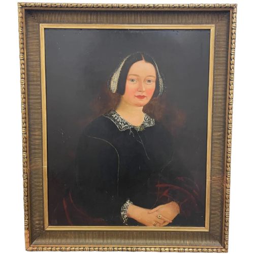 early victorian oil painting portrait of a lady - CATEGORY: ANTIQUE ART - DATED VICTORIAN