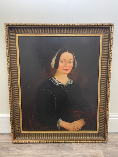 EARLY VICTORIAN OIL PAINTING PORTRAIT OF A LADY - ADDITIONAL PHOTO 1