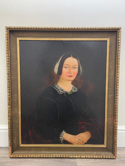 EARLY VICTORIAN OIL PAINTING PORTRAIT OF A LADY - ADDITIONAL PHOTO 3