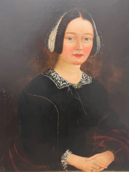 EARLY VICTORIAN OIL PAINTING PORTRAIT OF A LADY - ADDITIONAL PHOTO 6